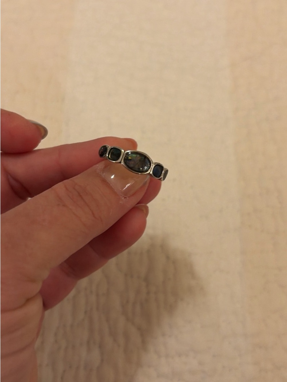 Silvered-toned Abalone Shell 5 stone ring